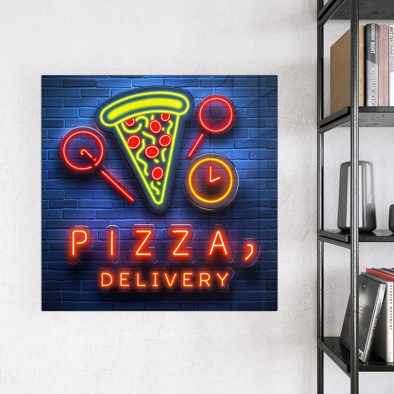 Magnettafel - Pizza in Neonlicht