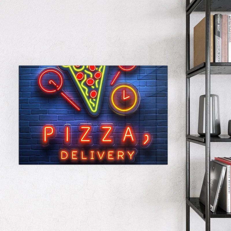 Magnettafel - Pizza in Neonlicht