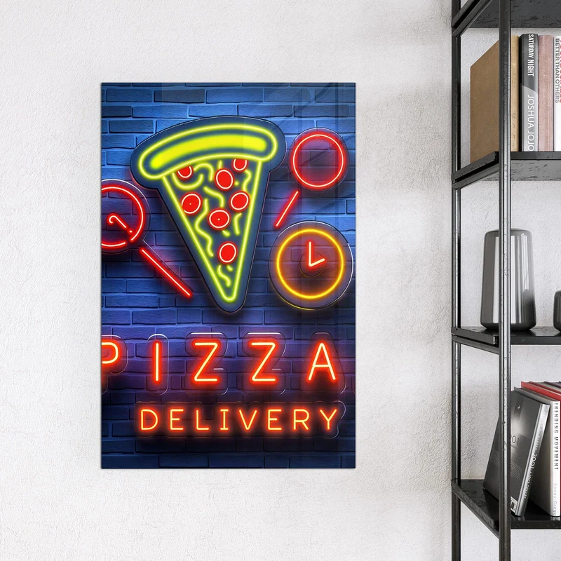 Magnettafel - Pizza in Neonlicht