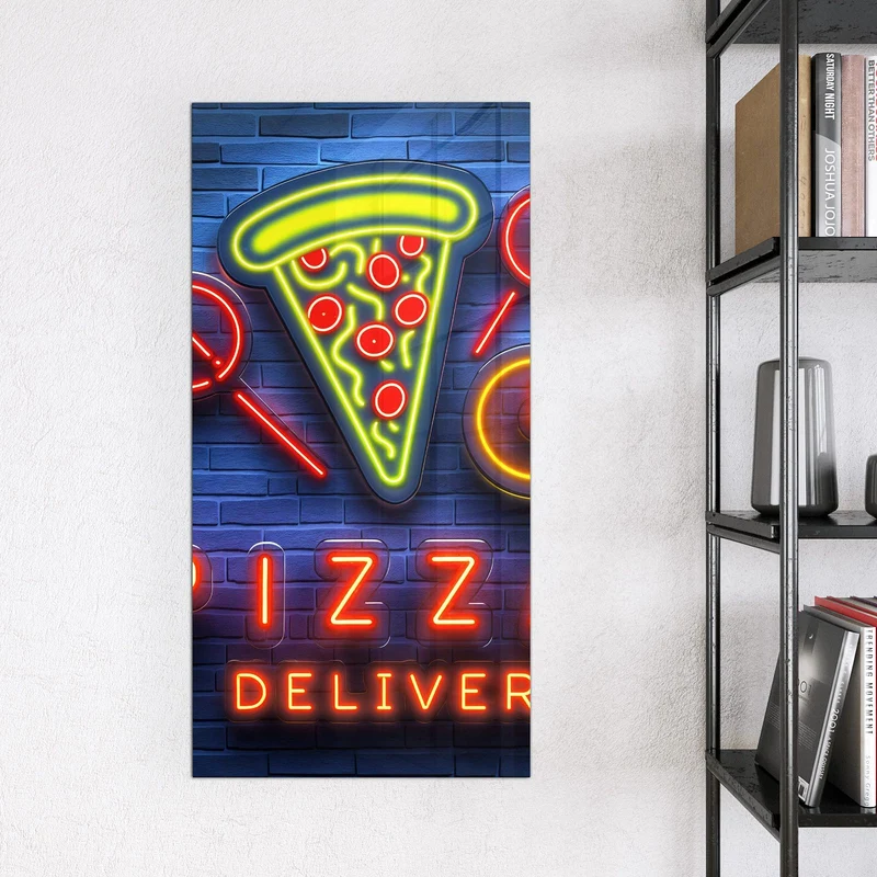 Magnettafel - Pizza in Neonlicht