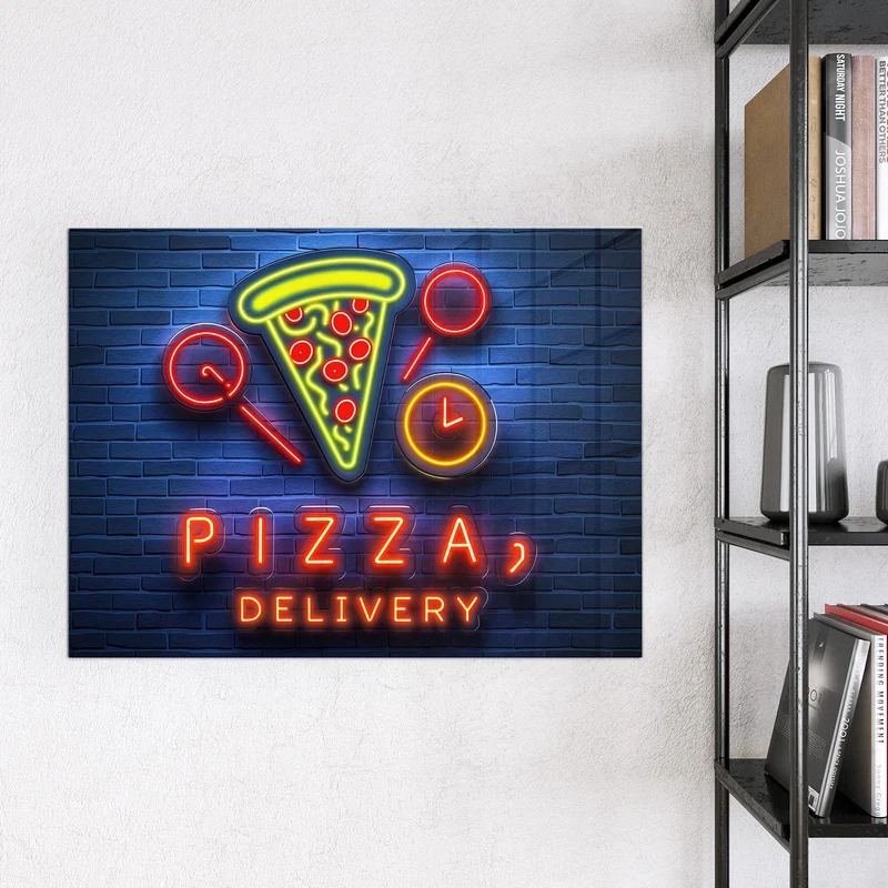 Magnettafel - Pizza in Neonlicht
