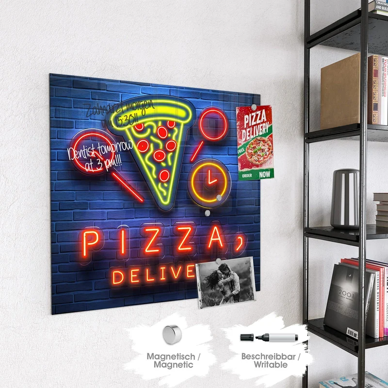 Magnettafel - Pizza in Neonlicht