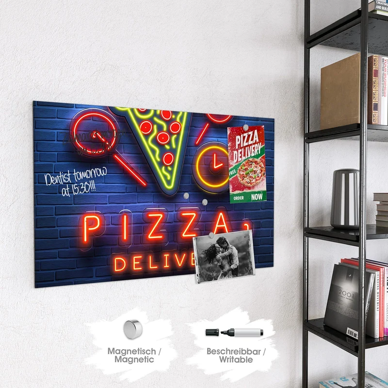 Magnettafel - Pizza in Neonlicht