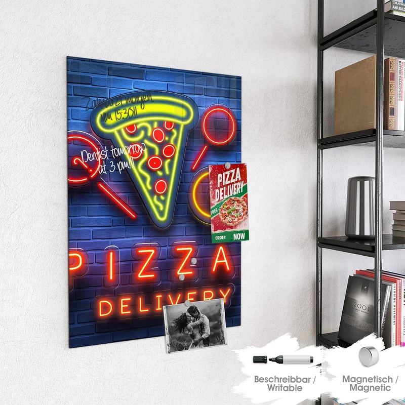 Magnettafel - Pizza in Neonlicht