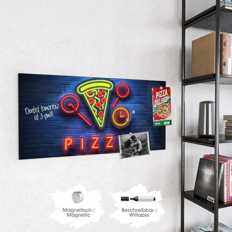 Magnettafel - Pizza in Neonlicht