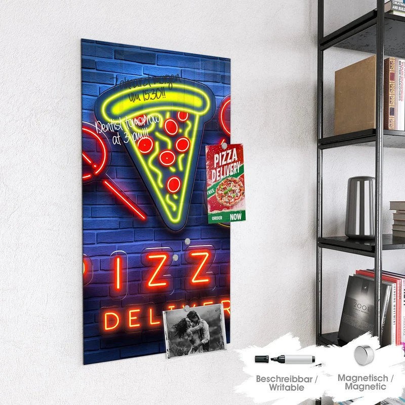 Magnettafel - Pizza in Neonlicht