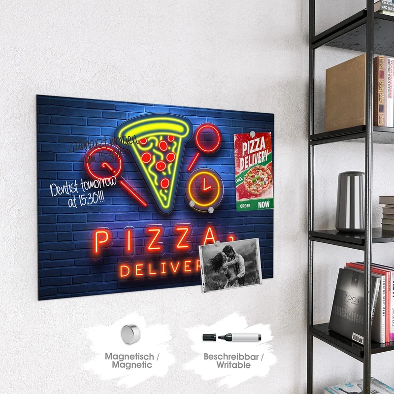 Magnettafel - Pizza in Neonlicht