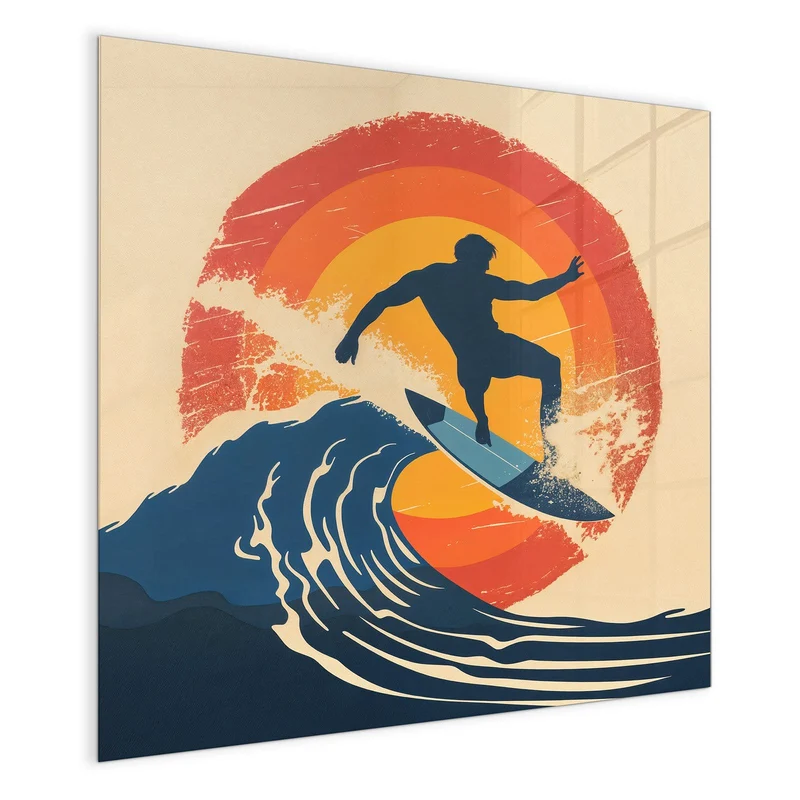 Magnettafel - Surfer vor Retrosonne
