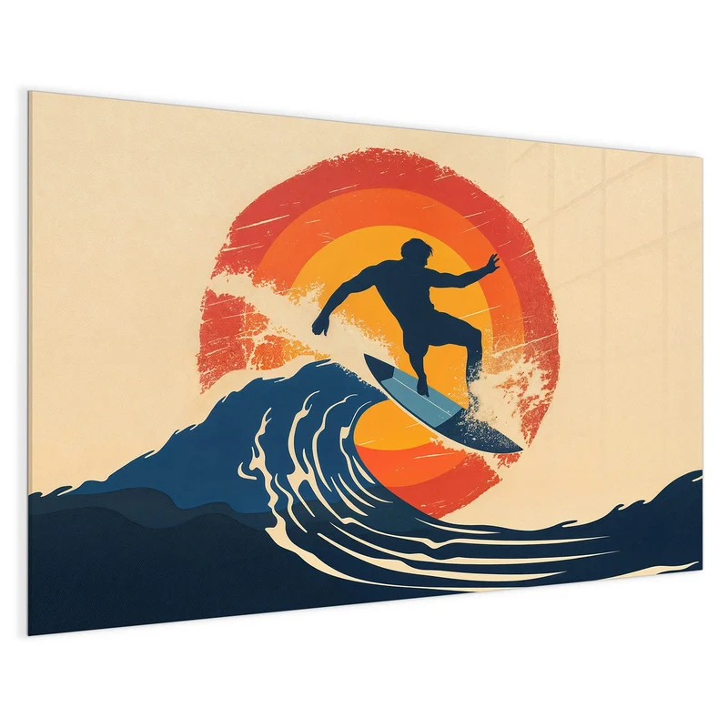 Magnettafel - Surfer vor Retrosonne
