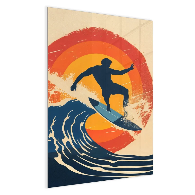 Magnettafel - Surfer vor Retrosonne