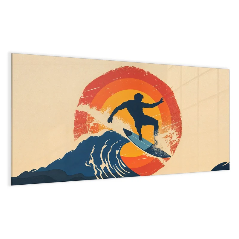 Magnettafel - Surfer vor Retrosonne