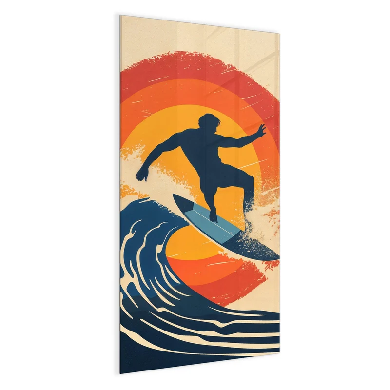 Magnettafel - Surfer vor Retrosonne