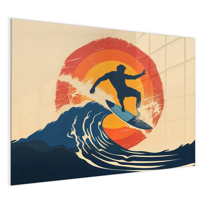 Magnettafel - Surfer vor Retrosonne