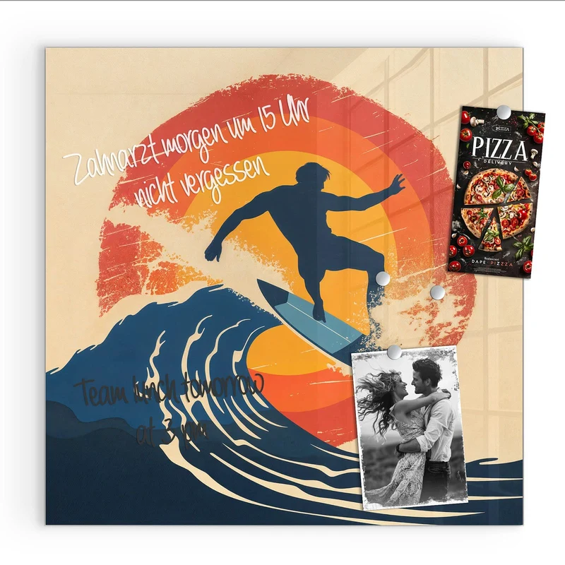 Magnettafel - Surfer vor Retrosonne
