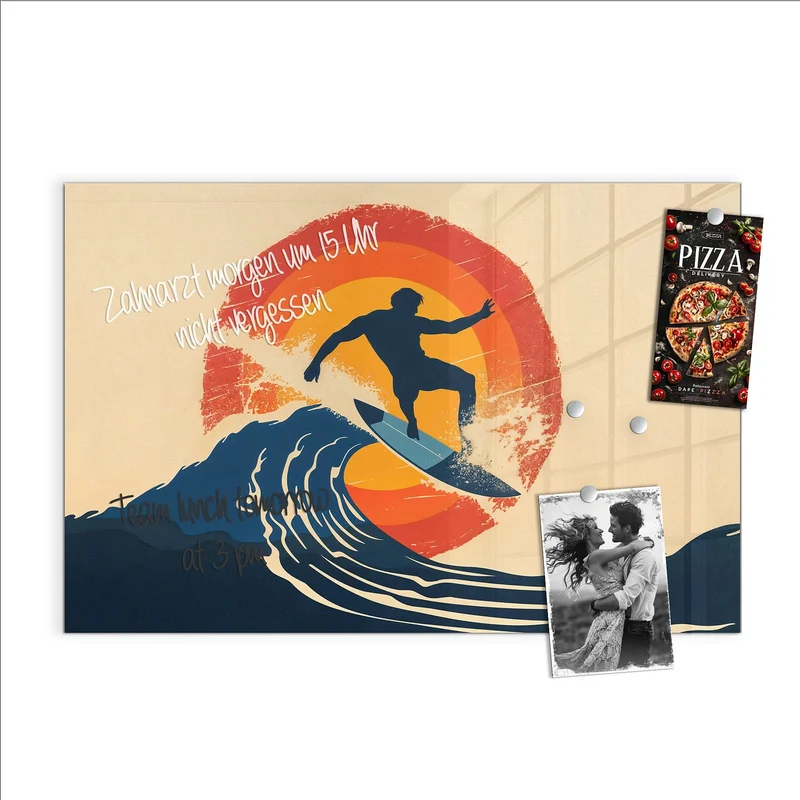 Magnettafel - Surfer vor Retrosonne