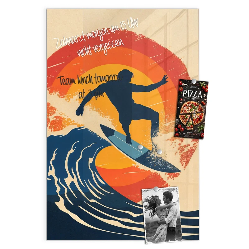Magnettafel - Surfer vor Retrosonne