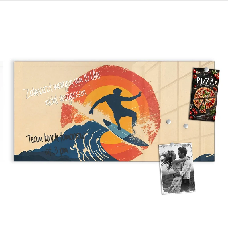 Magnettafel - Surfer vor Retrosonne