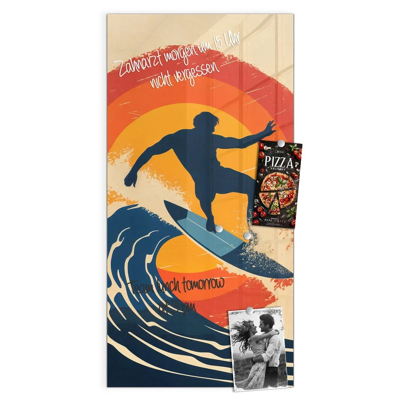 Magnettafel - Surfer vor Retrosonne