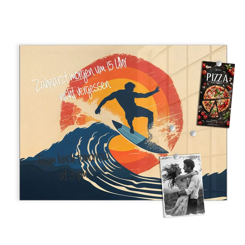 Magnettafel - Surfer vor Retrosonne