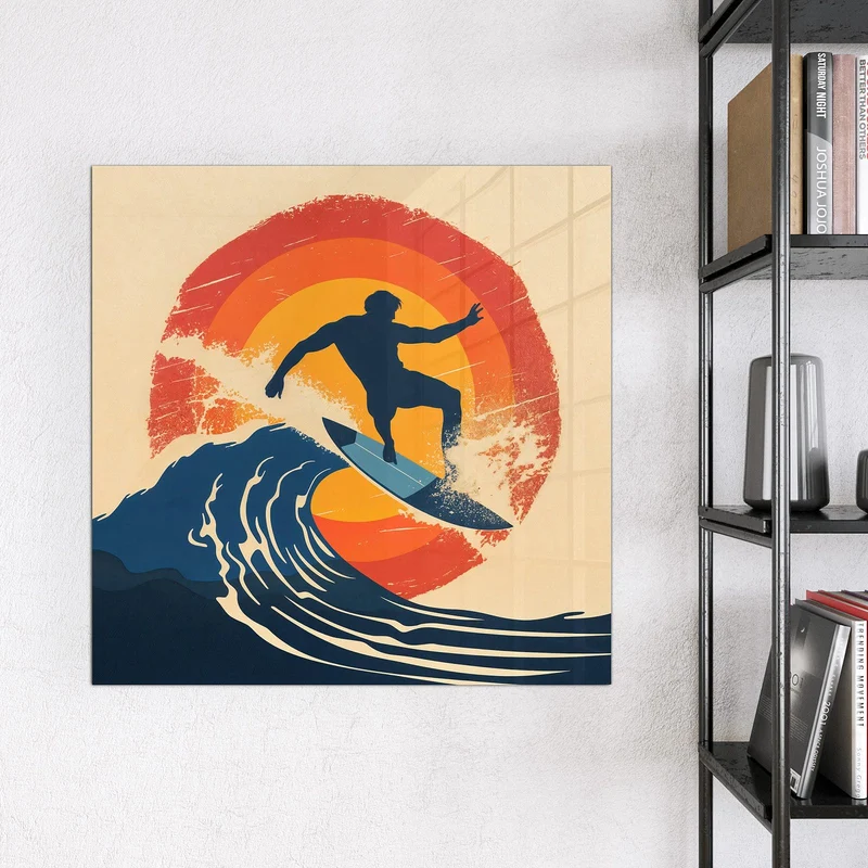 Magnettafel - Surfer vor Retrosonne