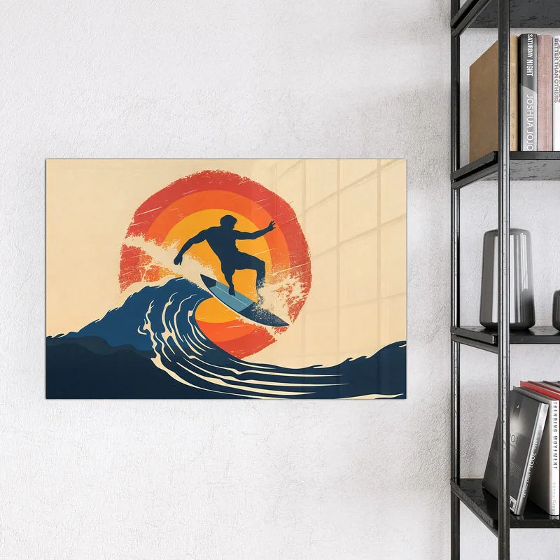 Magnettafel - Surfer vor Retrosonne