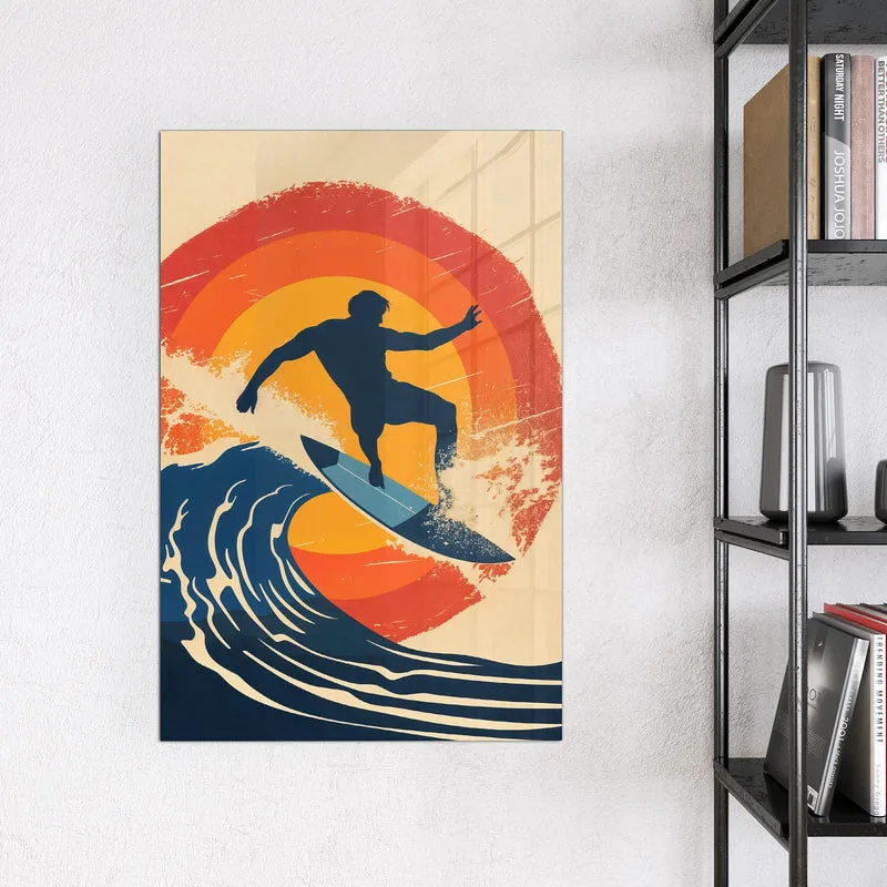 Magnettafel - Surfer vor Retrosonne