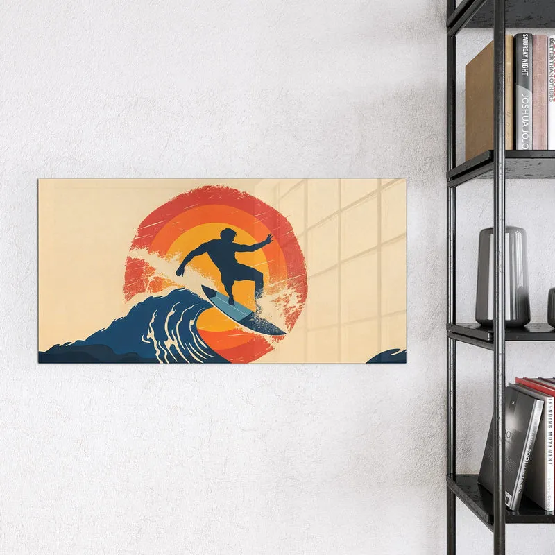 Magnettafel - Surfer vor Retrosonne
