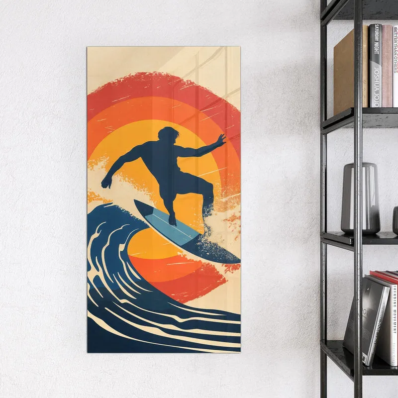 Magnettafel - Surfer vor Retrosonne