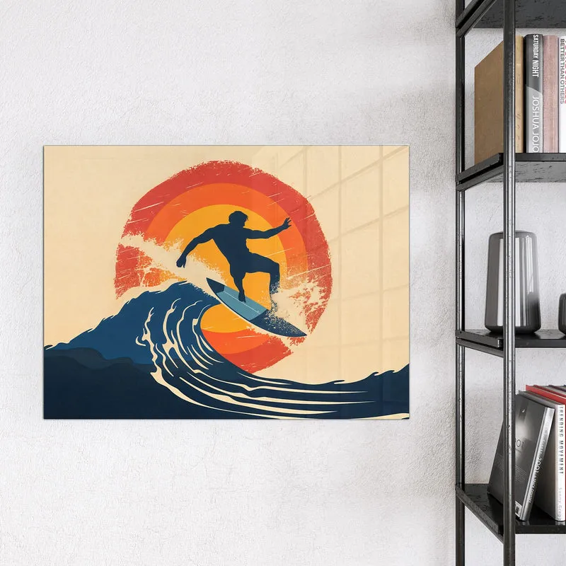 Magnettafel - Surfer vor Retrosonne