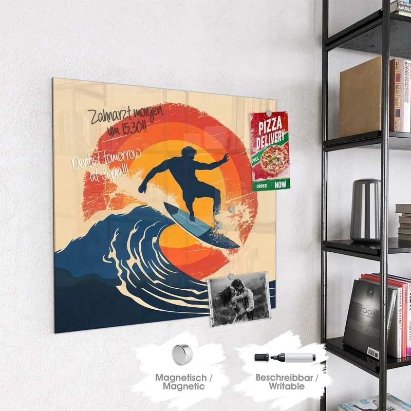 Magnettafel - Surfer vor Retrosonne