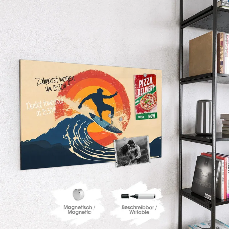 Magnettafel - Surfer vor Retrosonne
