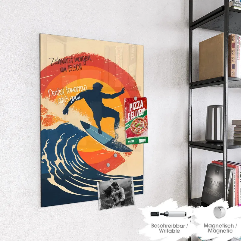 Magnettafel - Surfer vor Retrosonne