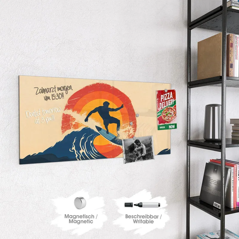 Magnettafel - Surfer vor Retrosonne