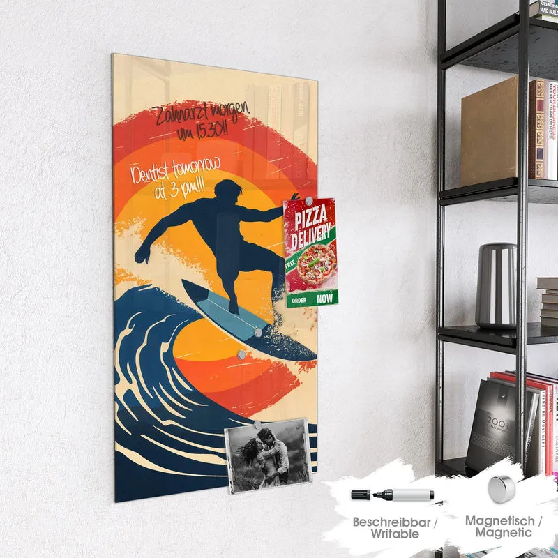 Magnettafel - Surfer vor Retrosonne