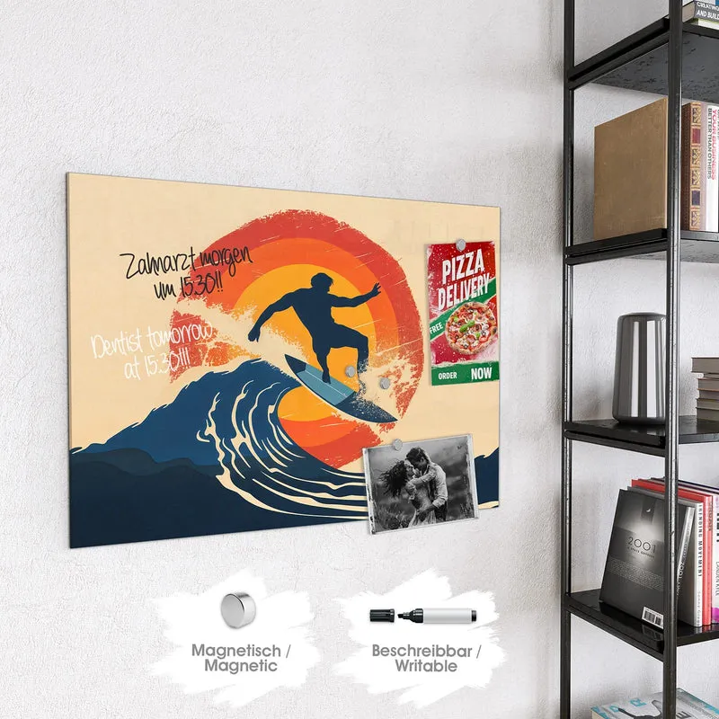 Magnettafel - Surfer vor Retrosonne