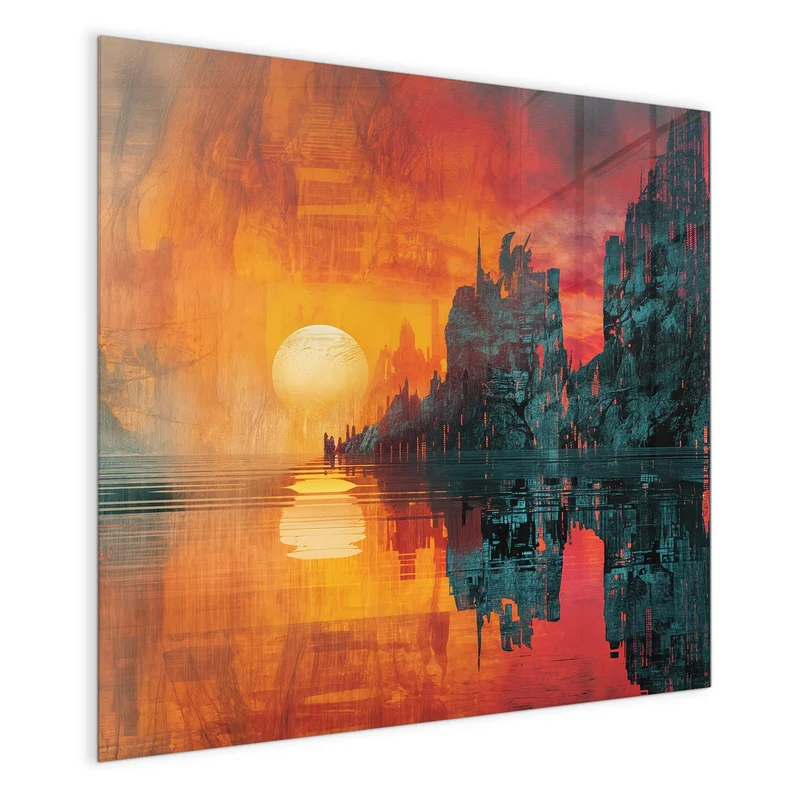 Magnettafel - Sonne zwischen Felsen