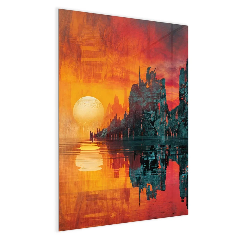 Magnettafel - Sonne zwischen Felsen