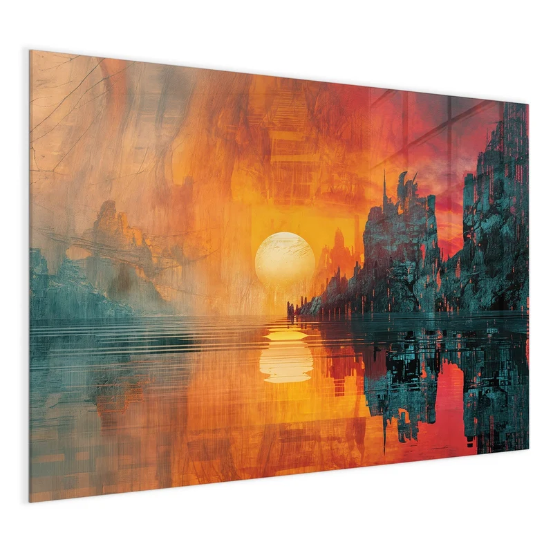 Magnettafel - Sonne zwischen Felsen