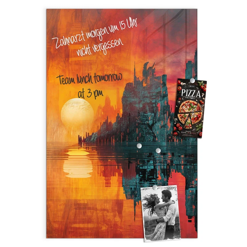 Magnettafel - Sonne zwischen Felsen