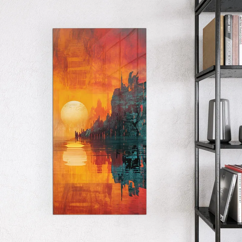 Magnettafel - Sonne zwischen Felsen