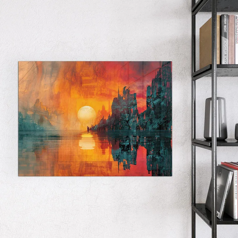 Magnettafel - Sonne zwischen Felsen