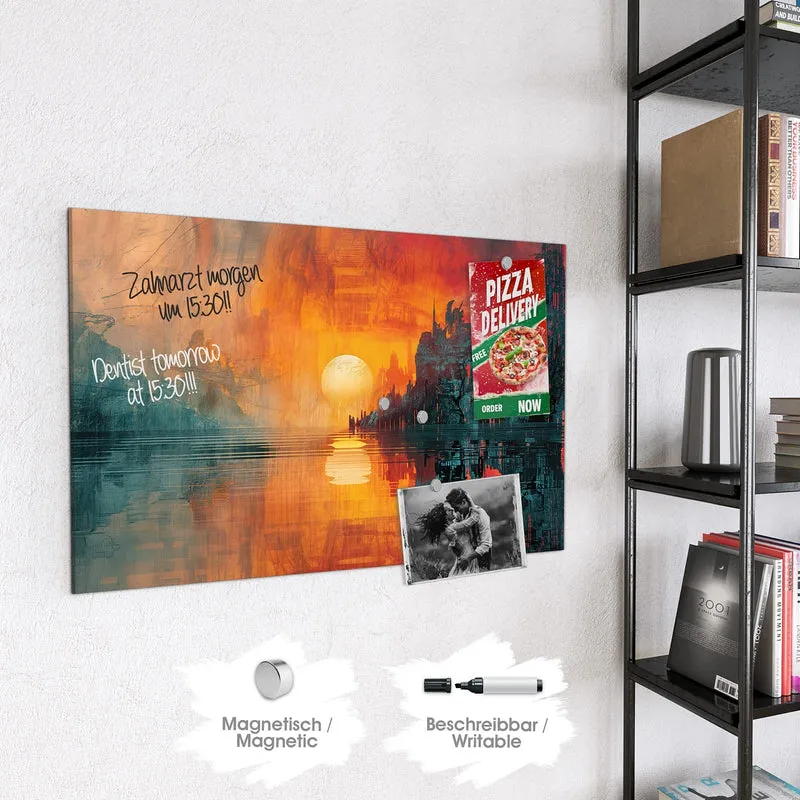 Magnettafel - Sonne zwischen Felsen