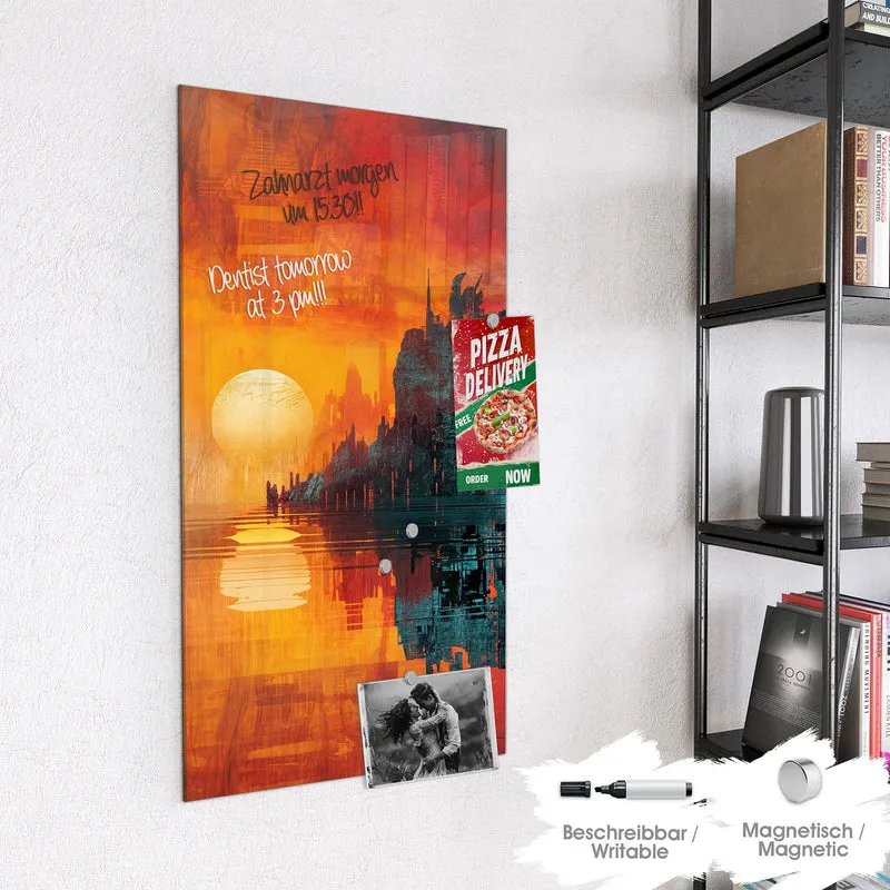 Magnettafel - Sonne zwischen Felsen