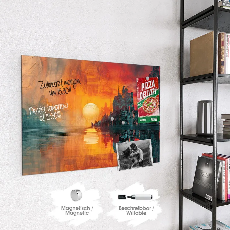 Magnettafel - Sonne zwischen Felsen