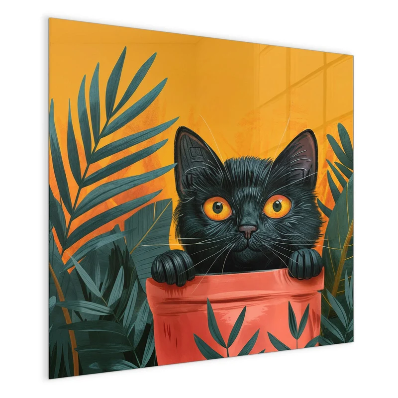 Magnettafel - Katze im Blumentopf