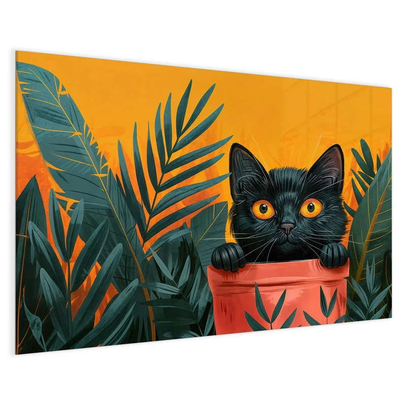 Magnettafel - Katze im Blumentopf