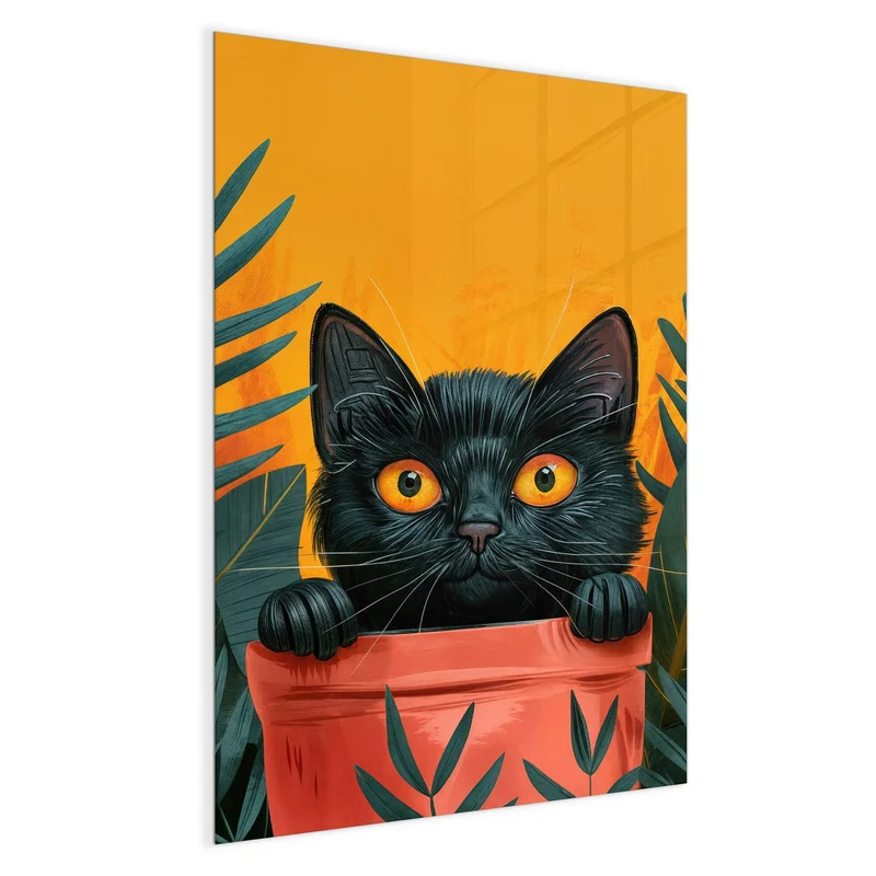 Magnettafel - Katze im Blumentopf