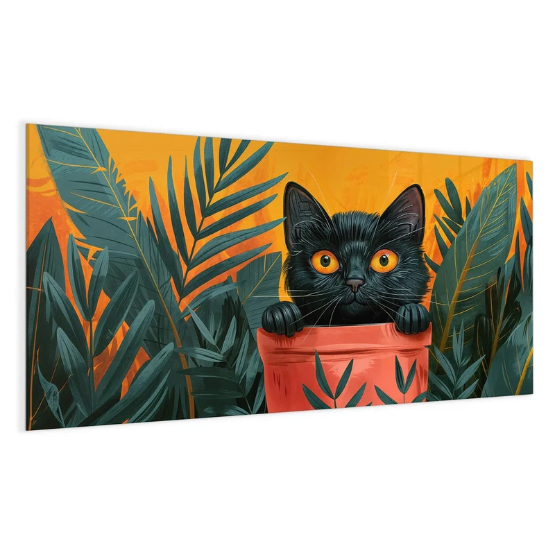 Magnettafel - Katze im Blumentopf