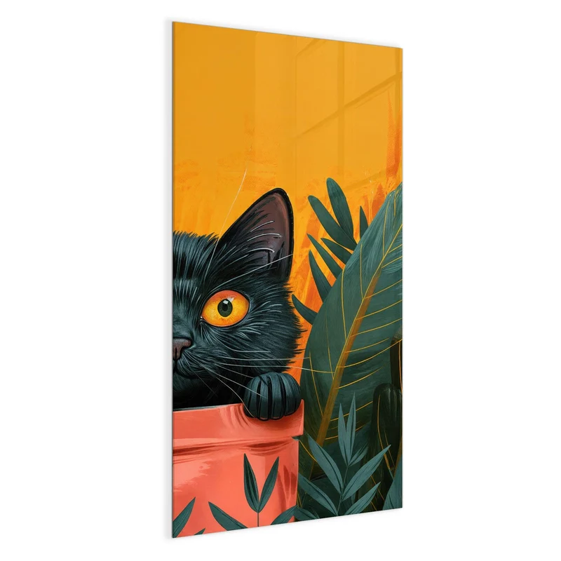 Magnettafel - Katze im Blumentopf