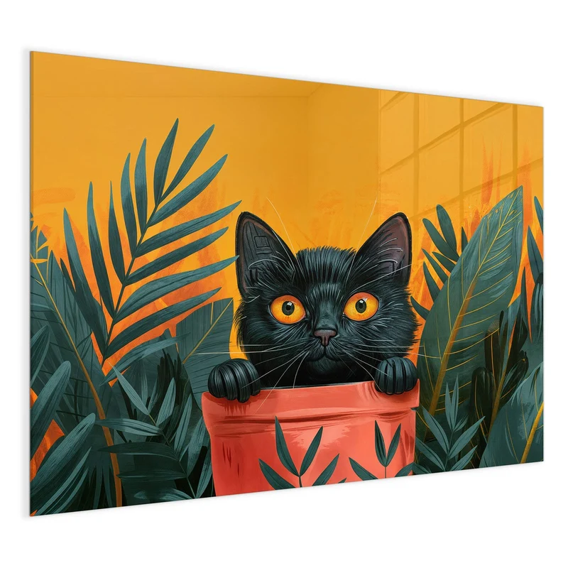 Magnettafel - Katze im Blumentopf